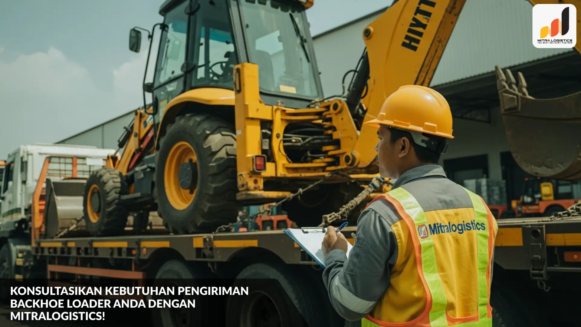 armada untuk pengiriman backhoe loader